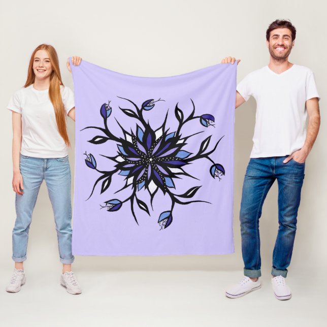 Gothic Floral Mandala Monsters And Teeth Fleece Blanket (In Situ)