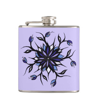Gothic Floral Mandala Monsters And Teeth Hip Flask