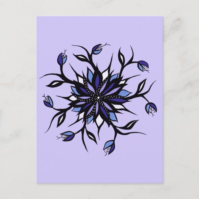 Gothic Floral Mandala Monsters And Teeth Postcard (Front)