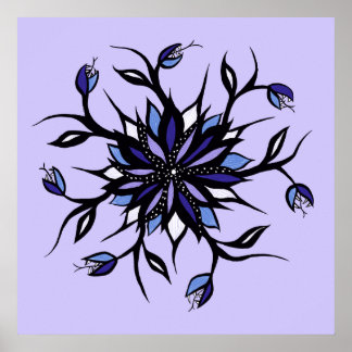 Gothic Floral Mandala Monsters And Teeth Poster