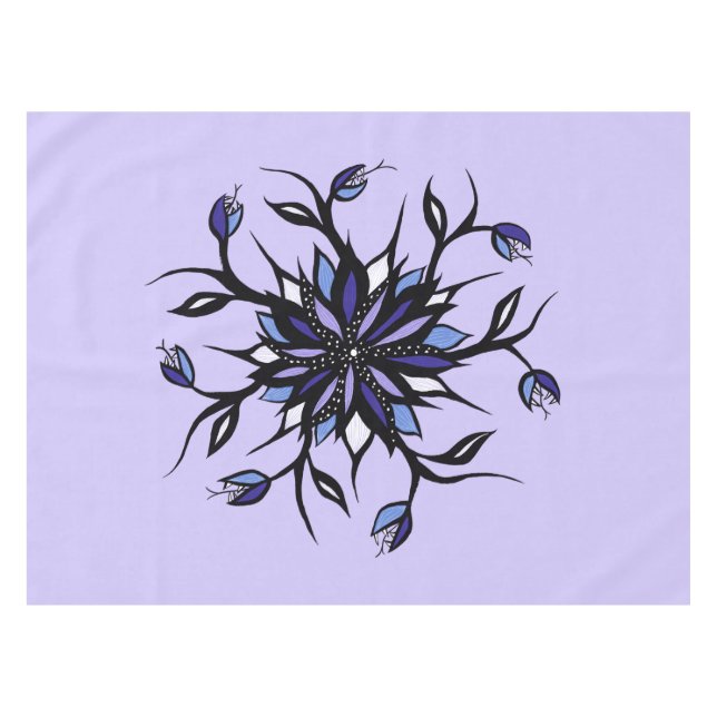 Gothic Floral Mandala Monsters And Teeth Tablecloth (Front (Horizontal))