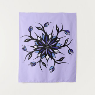 Gothic Floral Mandala Monsters And Teeth Tapestry
