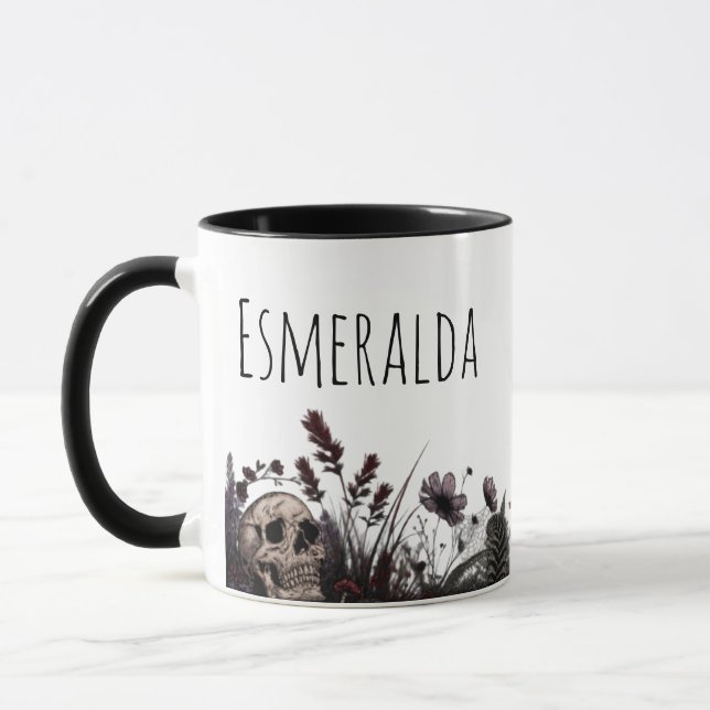 Gothic Floral Monogram Coffee Tea Mug (Left)