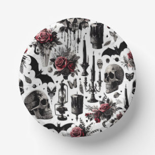 Gothic Floral Paper Bowls - Halloween, Wedding Plate