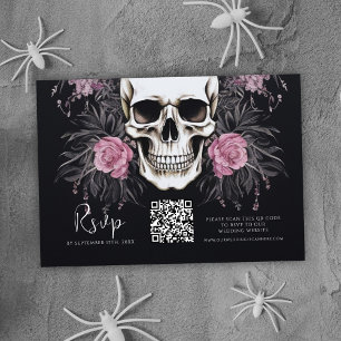 Gothic Floral QR Code Wedding RSVP Card
