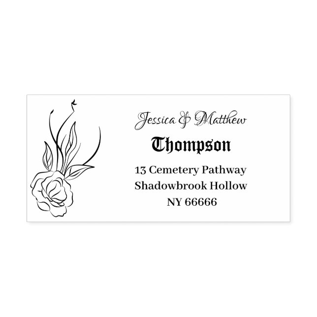 Gothic Floral Rectangular Return Address Wedding  Rubber Stamp (Imprint)