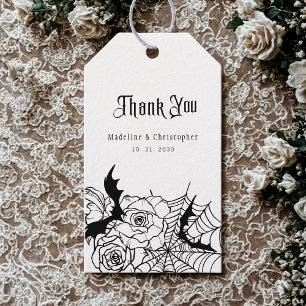 Gothic Floral Rose Bat Spiderweb Wedding Gift Tags