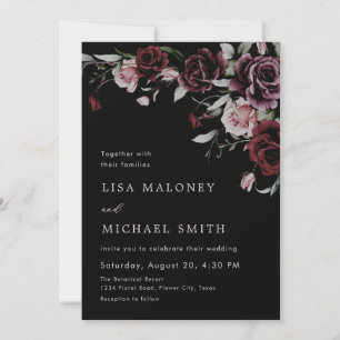 Gothic Floral Roses Wedding Invitation