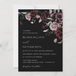 Gothic Floral Roses   Wedding Invitation