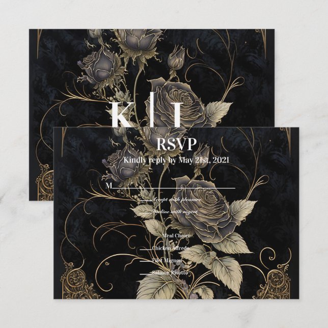 Gothic Floral RSVP Card (Front/Back)