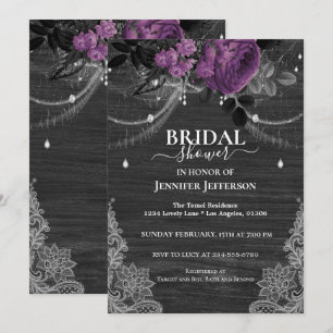 Gothic Floral Rustic Bridal Shower Invitation