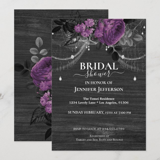 Gothic Floral Rustic Bridal Shower Invitation (Front/Back)