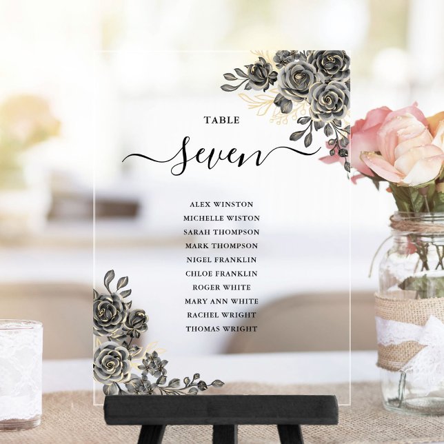 Gothic Floral Seating Plan Acrylic Table Number (Gothic Floral Seating Plan Acrylic Table Number)