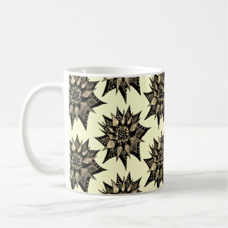 Gothic Floral Sepia Spiked Flower Pattern Coffee Mug