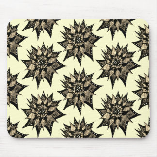 Gothic Floral Sepia Spiked Flower Pattern Mouse Mat