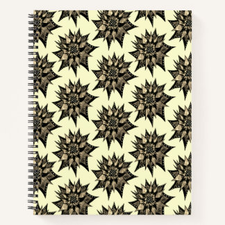 Gothic Floral Sepia Spiked Flower Pattern Notebook
