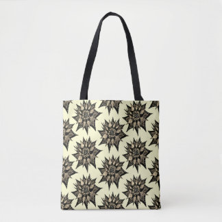 Gothic Floral Sepia Spiked Flower Pattern Tote Bag