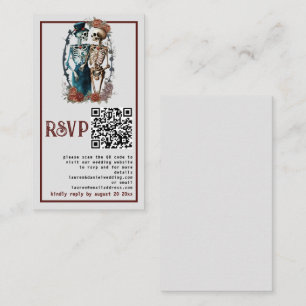 Gothic Floral Skeleton Couple QR Wedding RSVP Card