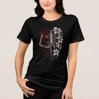 🌹💀 Gothic Floral Skeleton Heart Tri-Blend Shirt