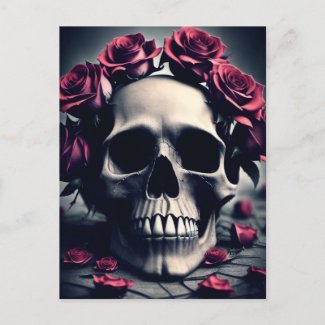 Gothic Floral Skull and Roses