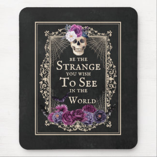 Gothic Floral Skull Bats Funny Quote Black Purple  Mouse Mat