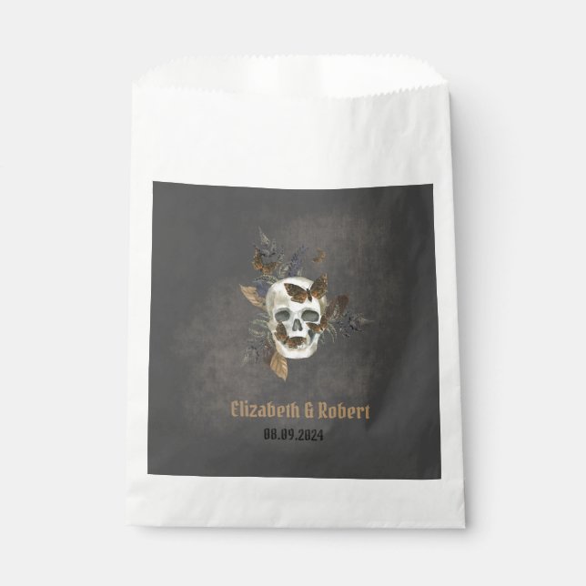 Gothic Floral Skull Butterflies Wedding  Favour Bags (Front)