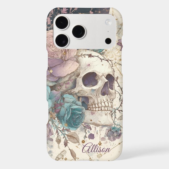 Gothic Floral Skull & Celestial Moon Custom Name  (Back)