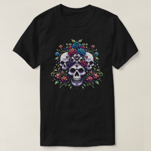 Gothic Floral Skull: Elegance in Art T-Shirt