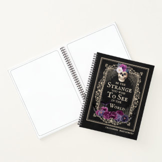 Gothic Floral Skull Funny Quote Custom Name Sketch Notebook