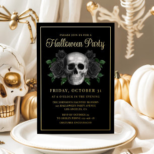 Gothic Floral Skull Halloween Gold