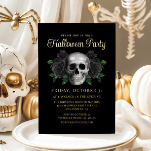 Gothic Floral Skull Halloween Gold