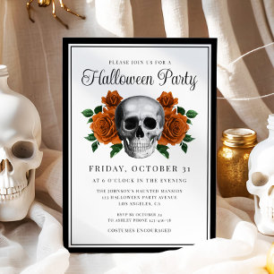 Gothic Floral Skull Halloween Invitation