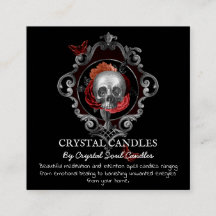 Gothic Floral Skull Spell Instruction Square Busin