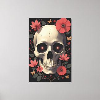 Gothic Floral Skull - Stylized Skull Canvas Print