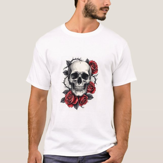 Gothic Floral Skull T-Shirt (Front)