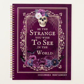 Gothic Floral Skull Vintage Magenta Personalised Planner