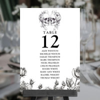 Gothic Floral Skulls Table Number Seating Chart