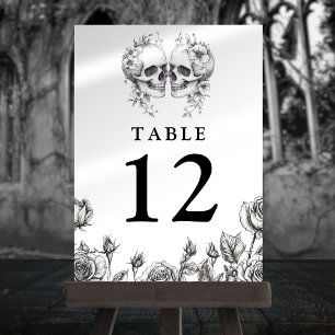 Gothic Floral Skulls Table Numbers