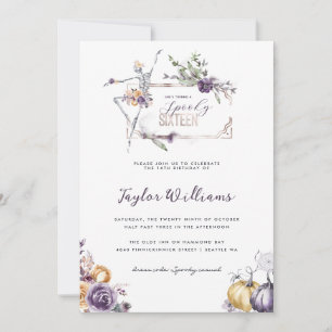 Gothic Floral   Spooky Sixteen  Invitation