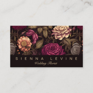 Gothic Floral Vintage Red Cream Black Flowers Dark Business Card