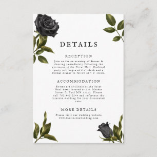 Gothic Floral Wedding Details  Enclosure Card