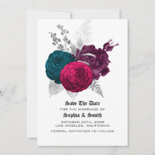 Gothic Floral Wedding Flat Save The Date Card
