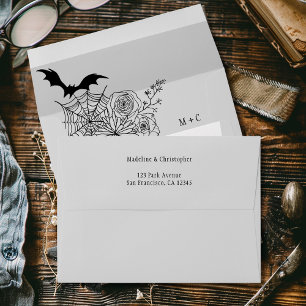 Gothic Floral Wedding Gray Envelope
