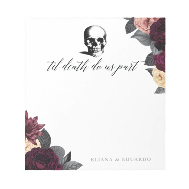 Gothic Floral Wedding Planning Notepad (Front)