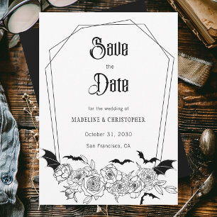 Gothic Floral Wedding Save the Date Invitation
