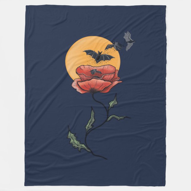 Gothic flower fleece blanket (Front)