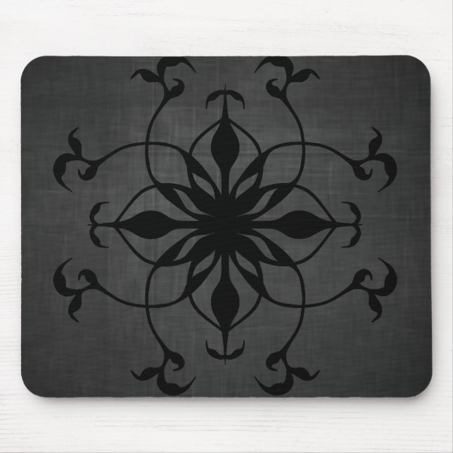 Gothic flower in black and grey mouse mat (Front)