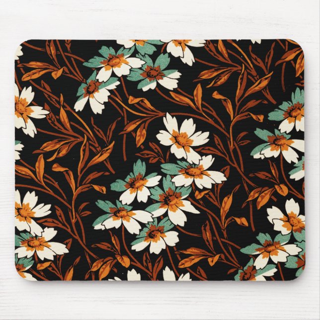 Gothic Flower Pattern Transparent Aesthetic Flower Mouse Mat (Front)