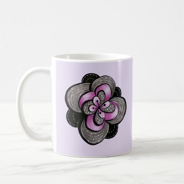 Gothic Flower Purple Black Abstract Floral Coffee Mug (Left)