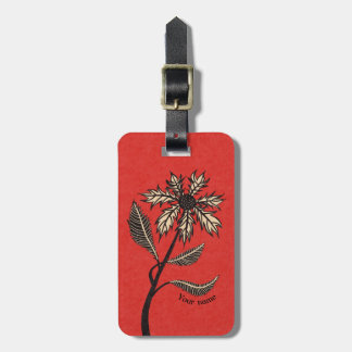 Gothic Flower Retro Vintage Ink Red And Black Luggage Tag
